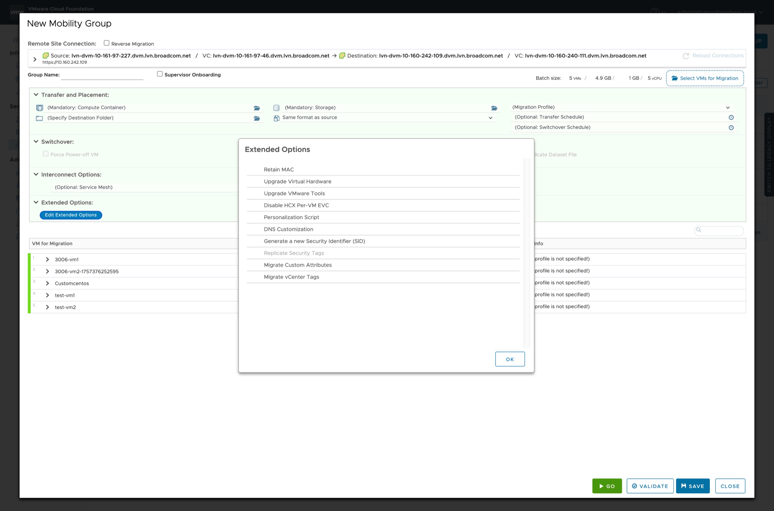 Legacy HCX execution UI with nested interactions