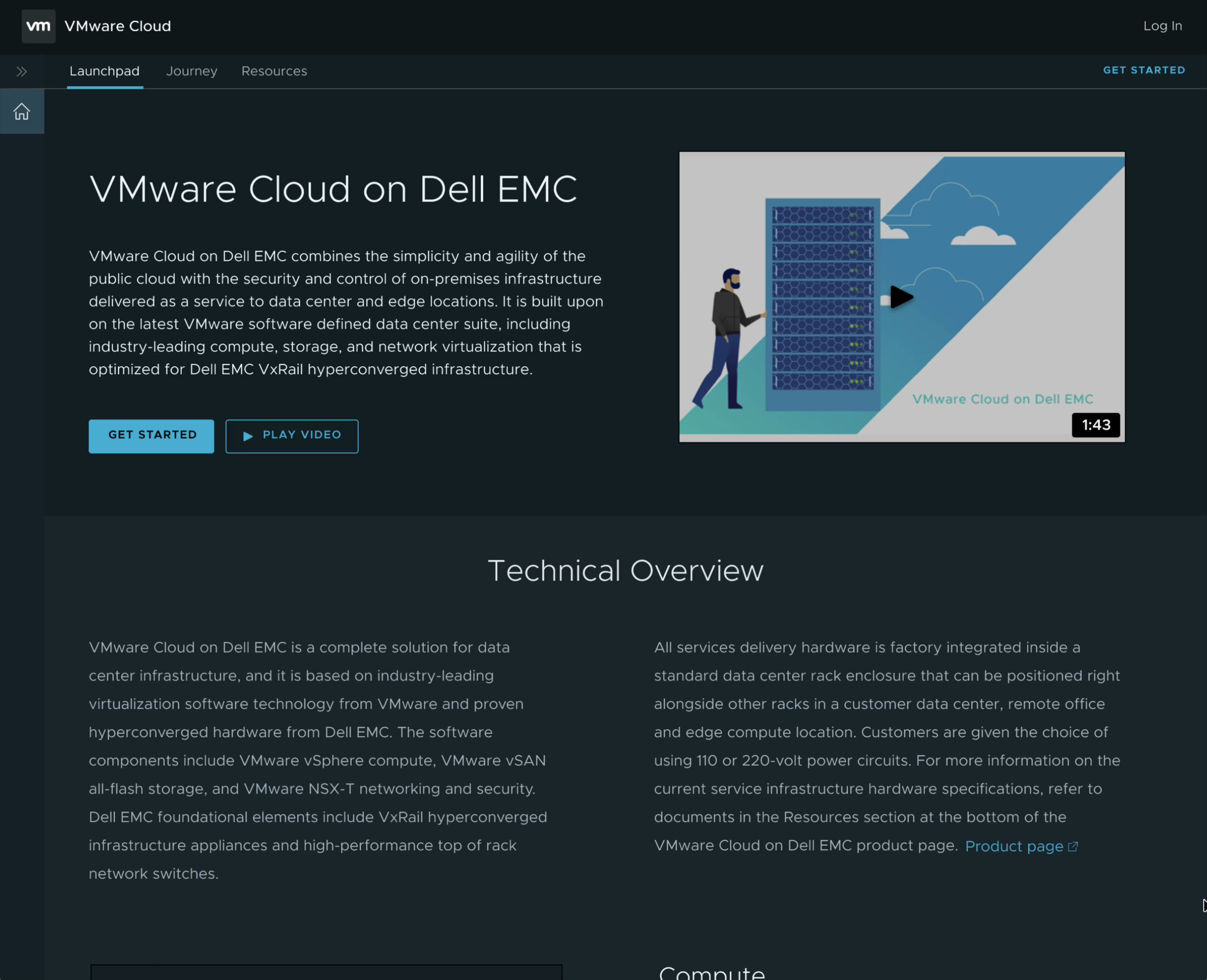 Technical Overview page shown before the ordering flow begins